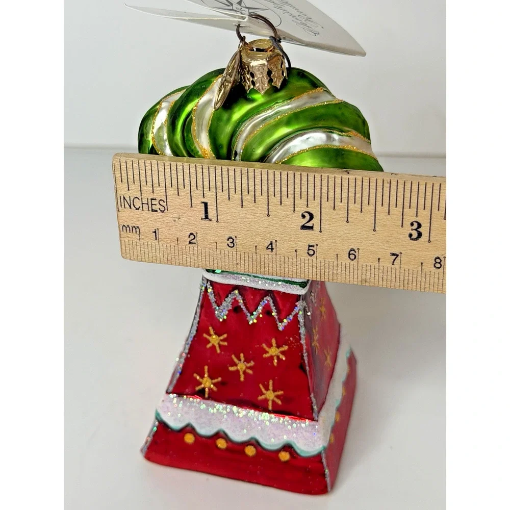 Christopher Radko Ribbon Ring Ding Glass Ornament 2001 Poland NWT Tag & Box